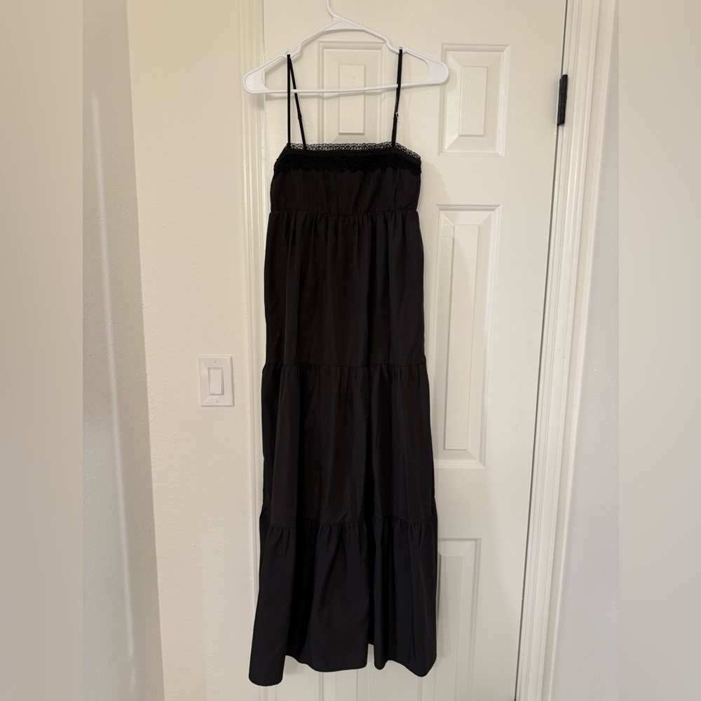 Zara Black Tiered Lace Maxi Dress